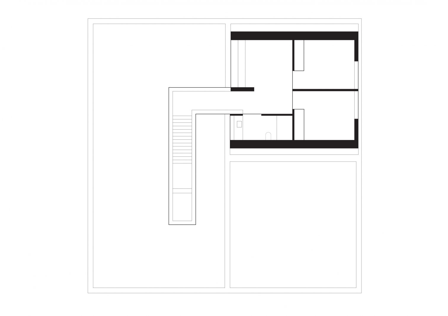 Rzut pierwszego piętra pięknego domu na planie kwadratu