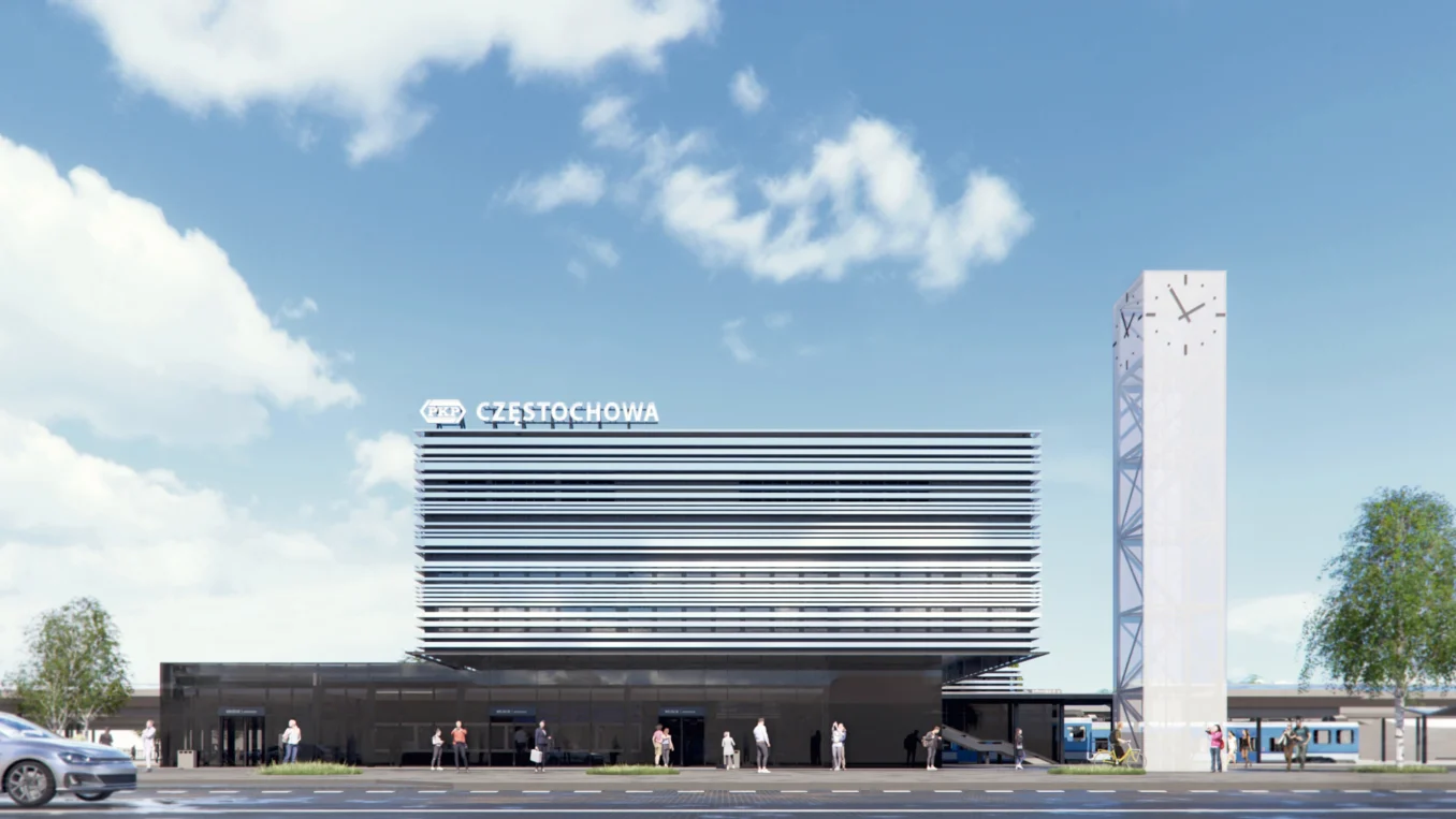 Dworzec Główny w Częstochowie - wejście od ulicy Marszałka J. Piłsudskiego (WSCHODNIA STRONA)