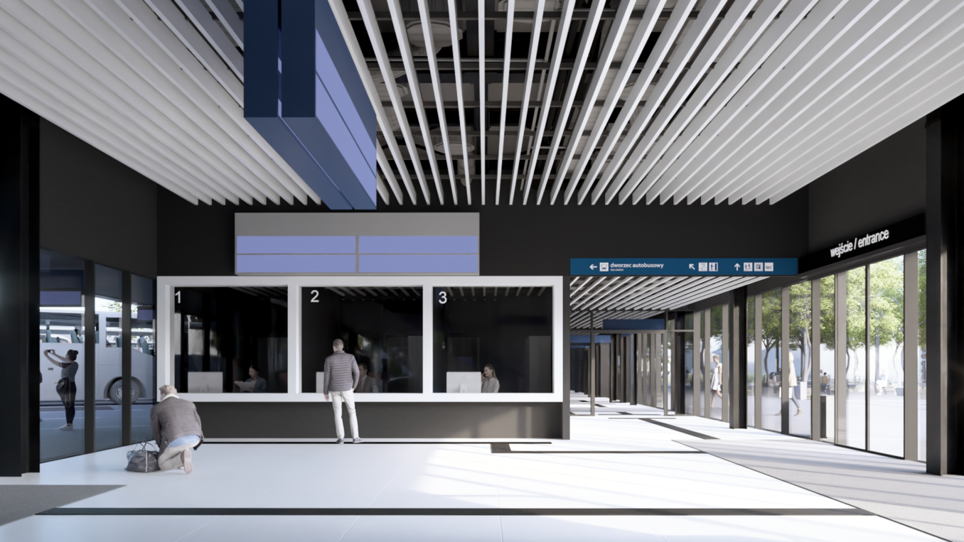 Dworzec Częstochowa autorstwa pracowni TOPROJEKT z Rybnika - wnętrze wejście zachodnie