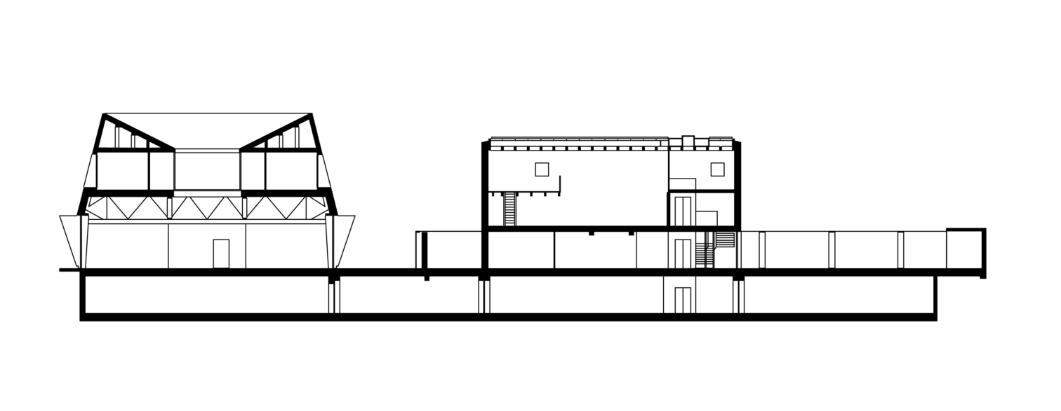 Uproszczony przekrój poprzeczny budynku publicznego