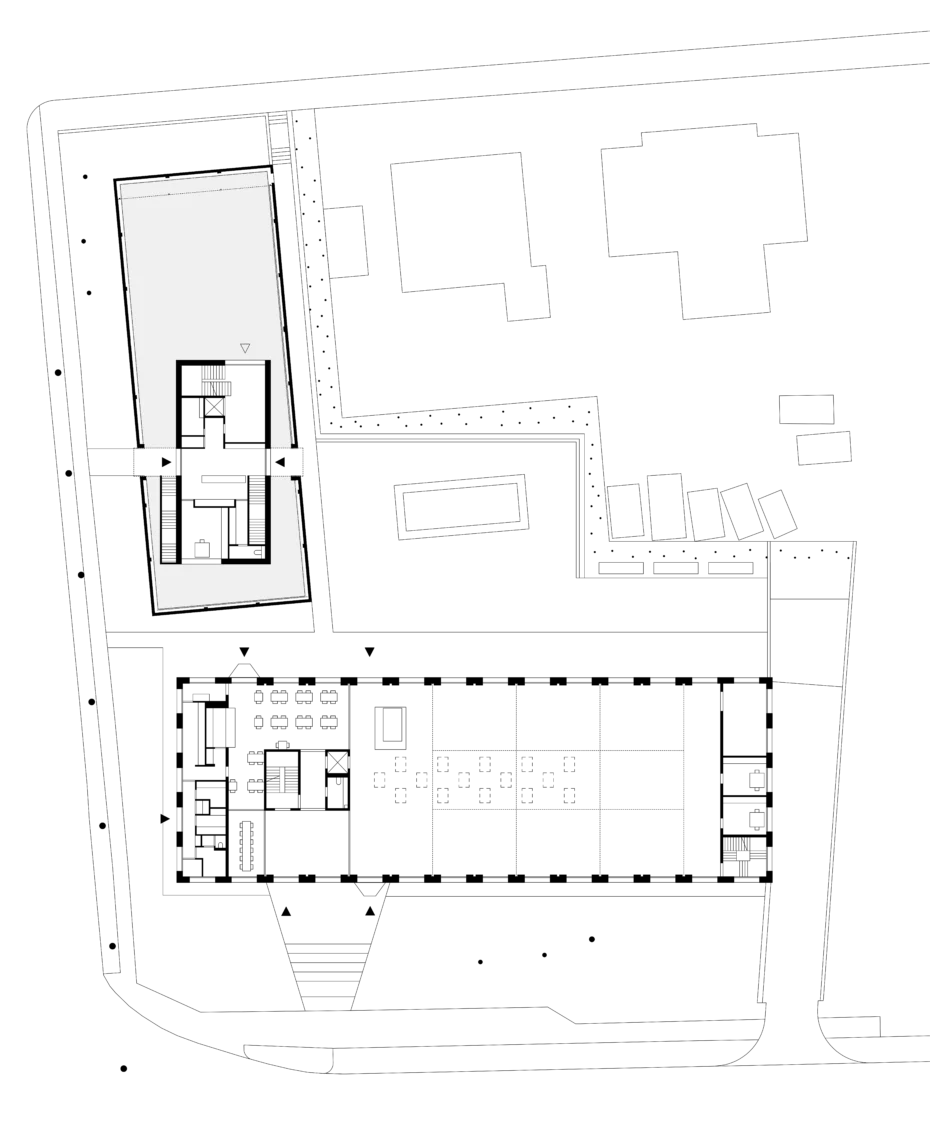 uproszczony rzut kondygnacji parteru w budynku o funkcji edukacyjnej