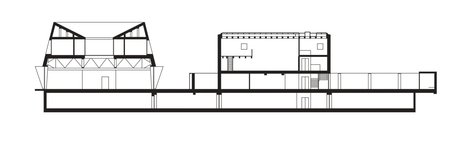uproszczony przekrój poprzeczny budynku publicznego