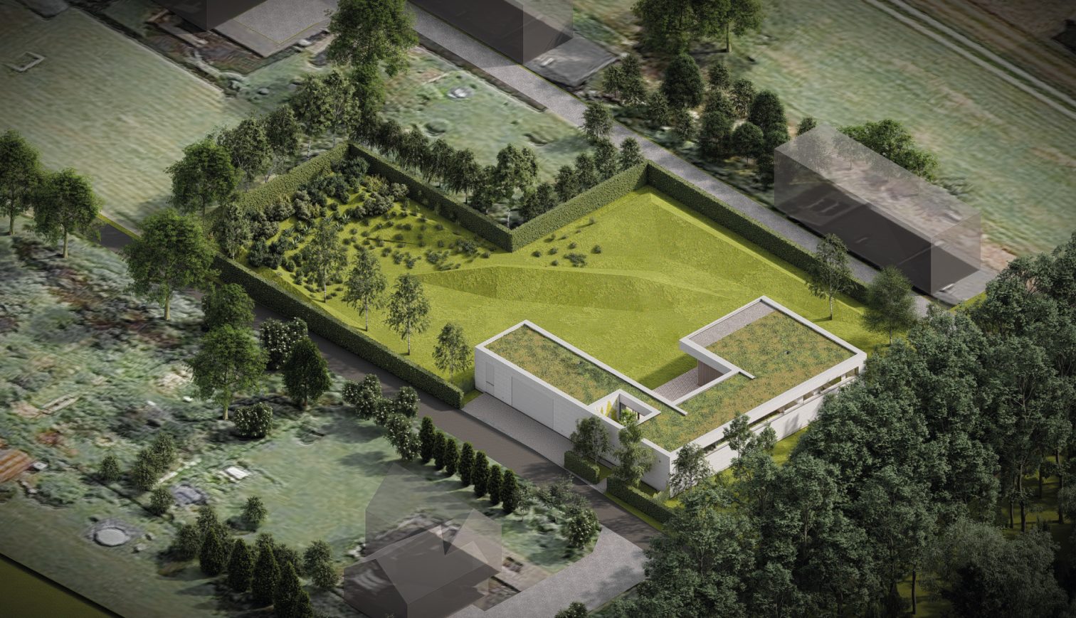 projekt domu Wizualizacja z lotu ptaka