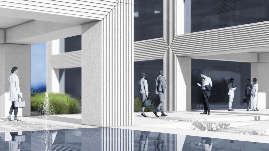 Strefa wejściowa budynku publicznego.