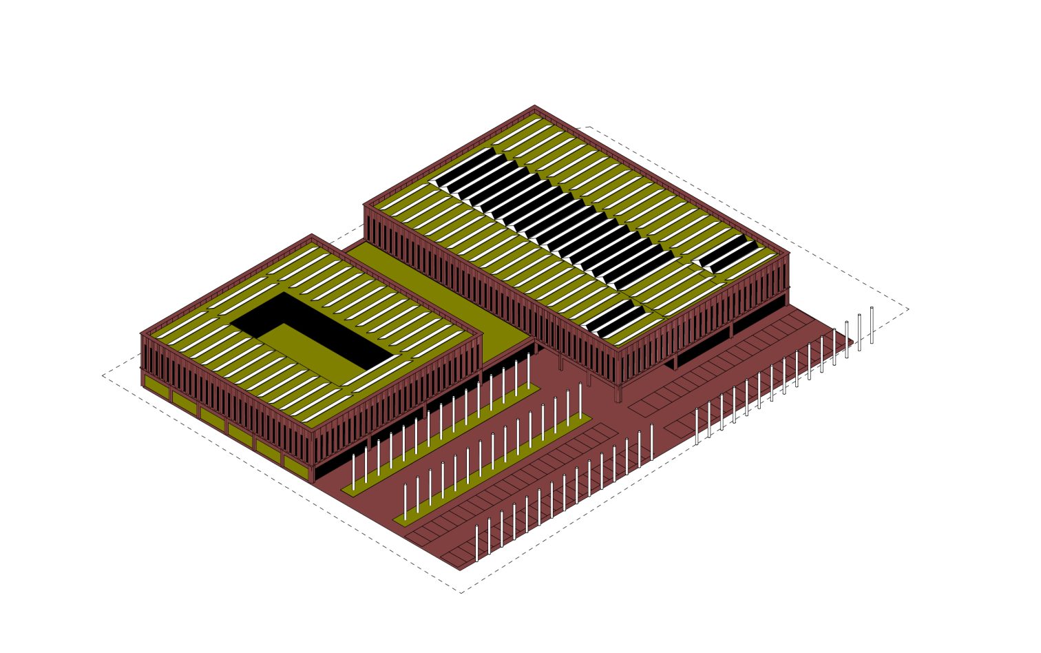 Schemat ideowy starostwo Toruń panele fotowoltaiczne i podział elewacji