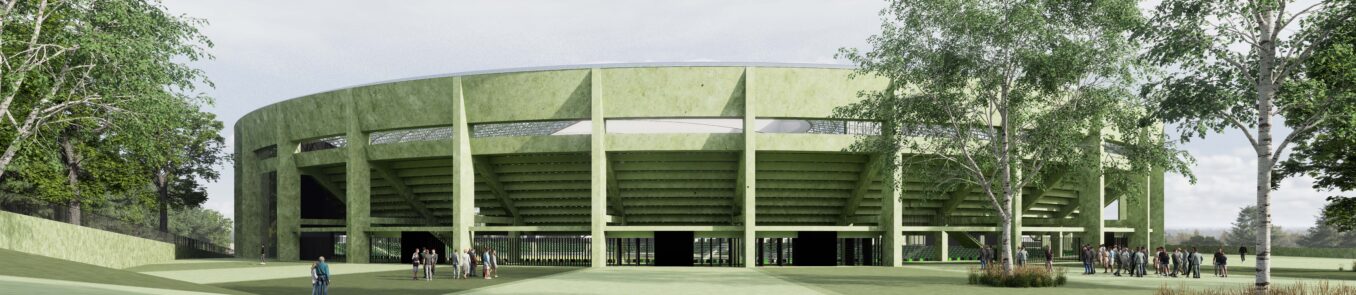 Wizualizacja przebudowy stadionu żużlowego w Rybniku autorstwa TOPROJEKT