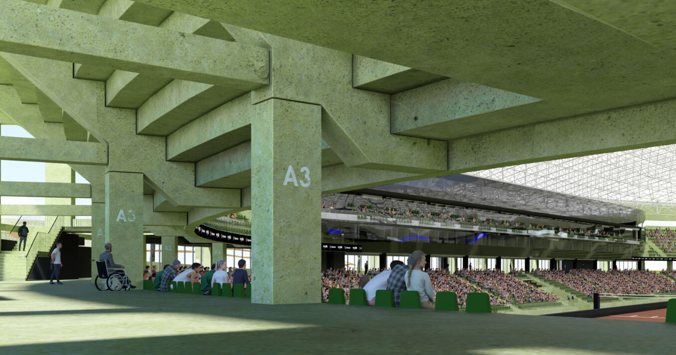 Wizualizacja rozbudowy stadionu miejskiego w Rybniku autorstwa TOPROJEKT