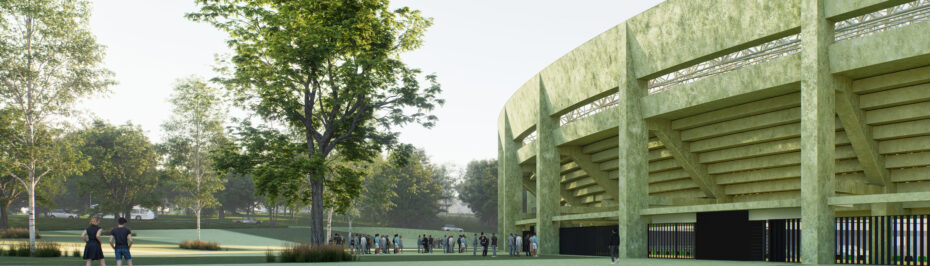 Wizualizacja przebudowy stadionu miejskiego w Rybniku autorstwa TOPROJEKT