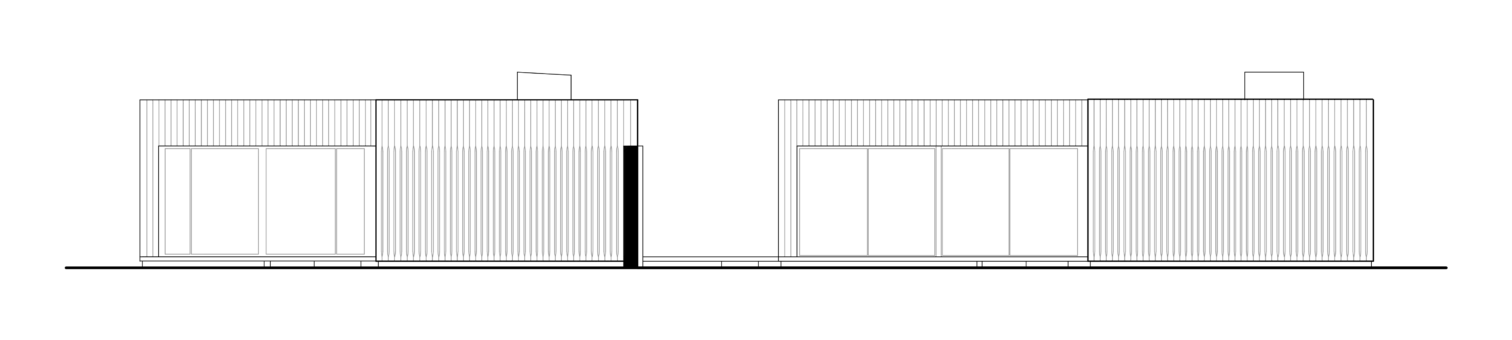 Elevation drawing of a single-family housing complex designed by Toprojekt